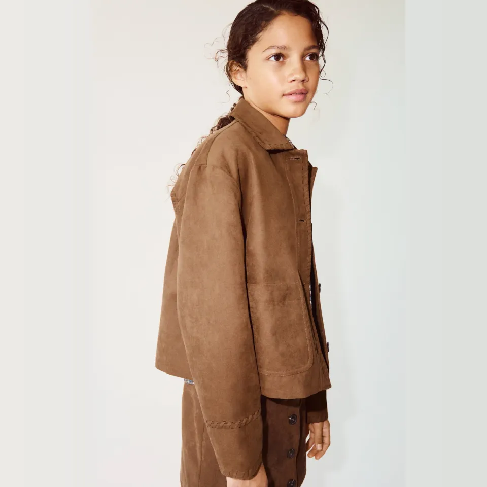 Mango Kids suèdelook tussenjas - bruin, foto 3