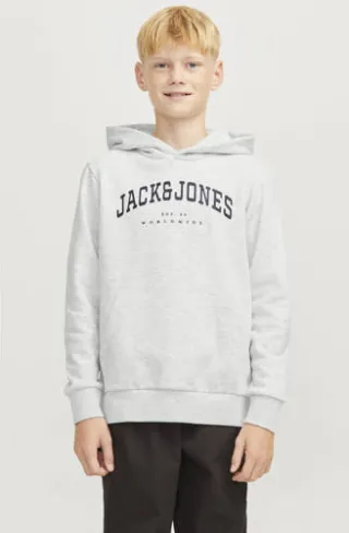 Jack & Jones JUNIOR hoodie JJECALEB VARSITY met logo wit melange, foto 3