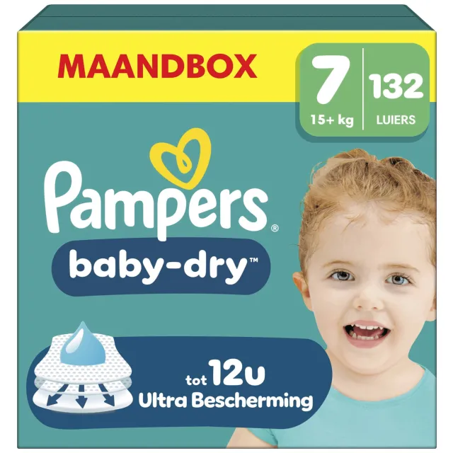 Pampers Baby-Dry Maat 7 maandbox - 132 luiers - 15kg+