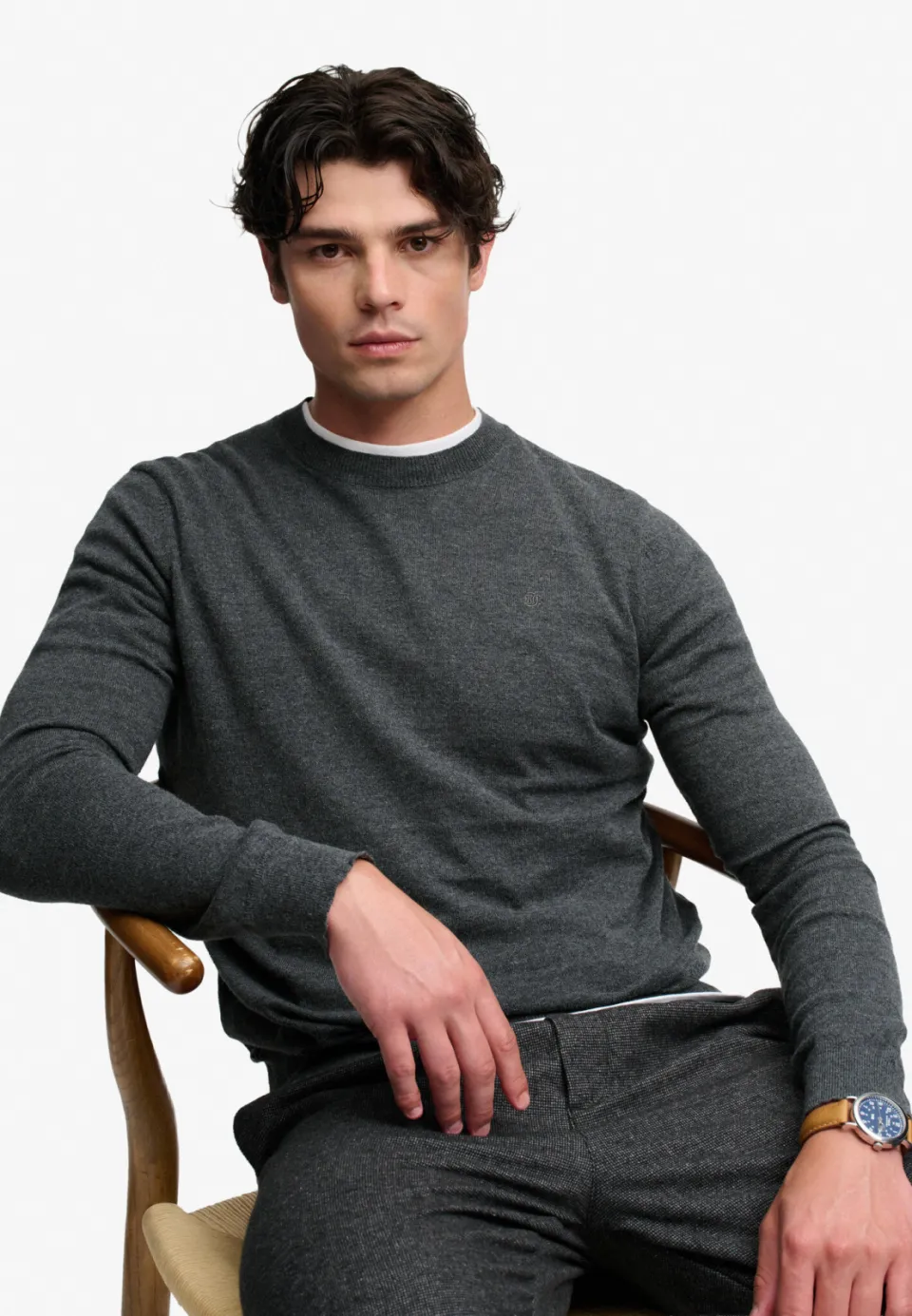Superdry regular fit gebreide trui met wol - iron grey marl, foto 4