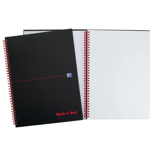 Oxford Spiraalblok oxford black n' red a5 lijn 140 Pagina's 80gr