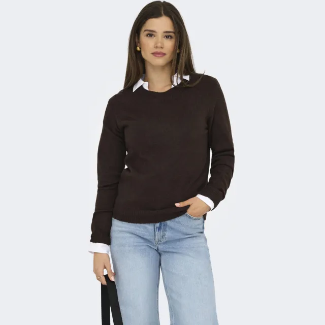 Only pullover gebreid Donkerbruin