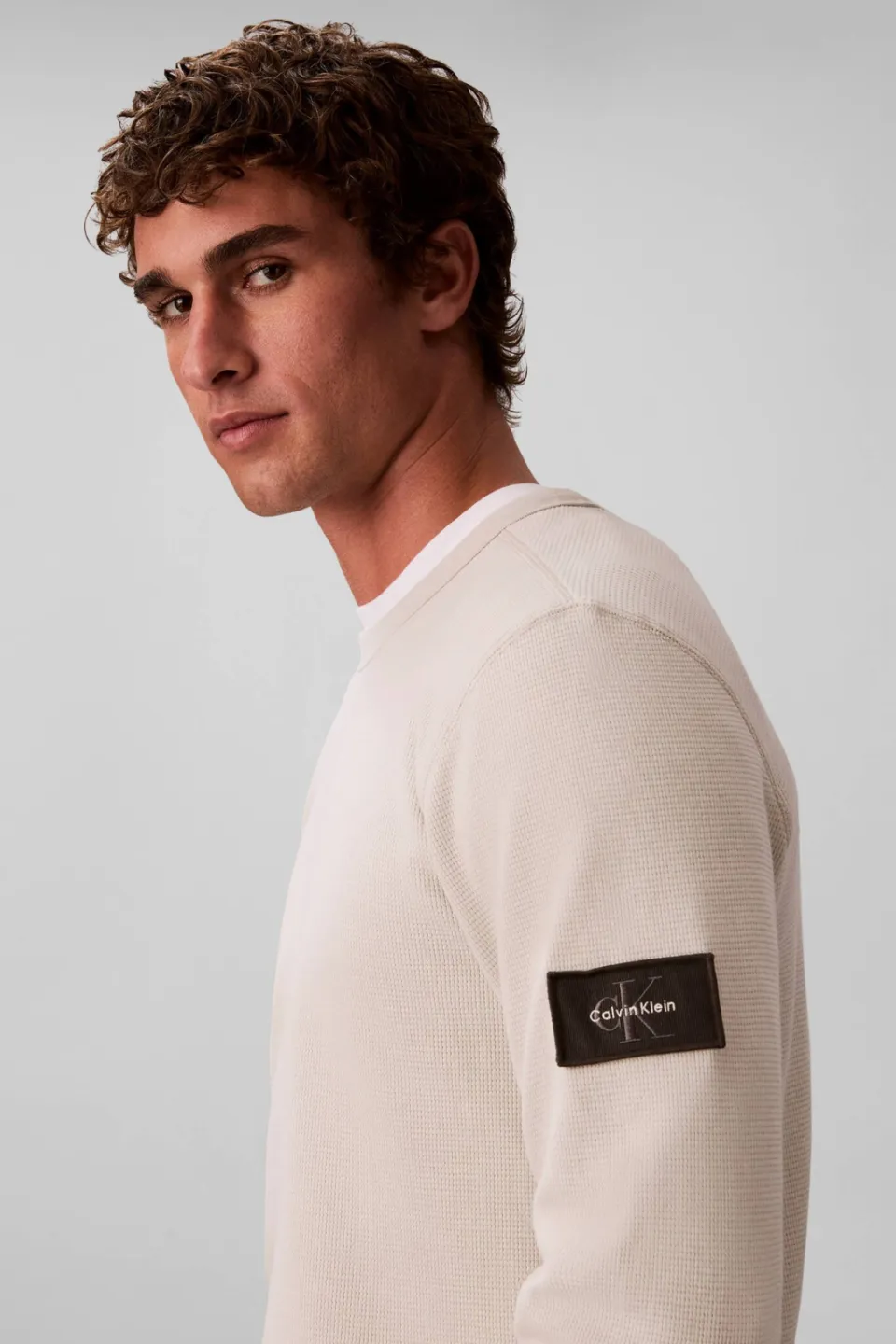 Calvin Klein JEANS regular fit longsleeve met wafelstructuur - moonstruck, foto 6