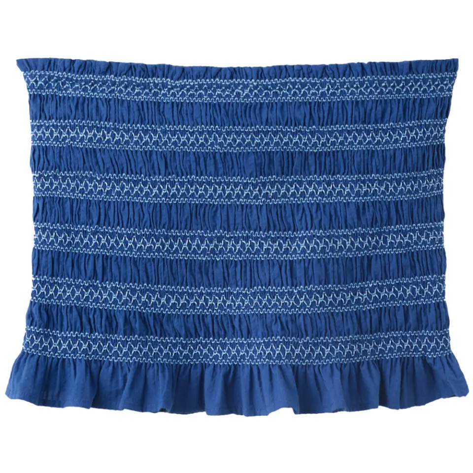Mango strapless top met smockwerk marineblauw, foto 2