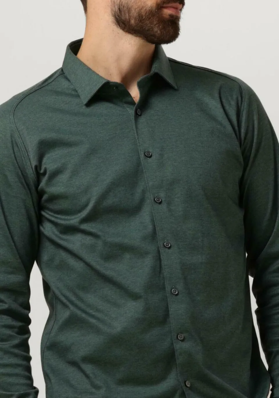 Desoto Slim Fit jersey overhemd groen