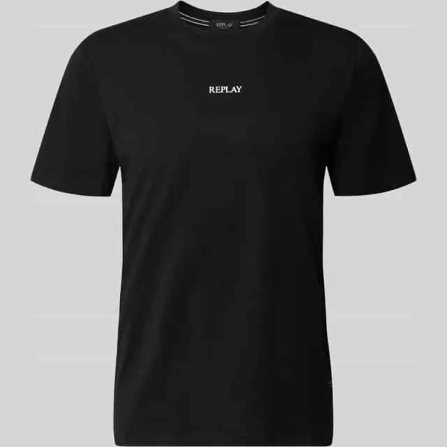 Replay T-shirt met ronde hals en logo zwart, foto 2