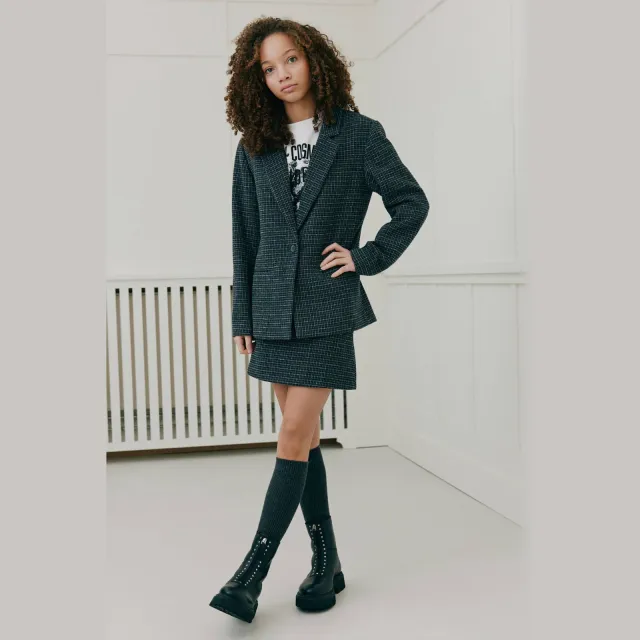 Sofie Schnoor girls regular fit pied-de-poule blazer - grijs