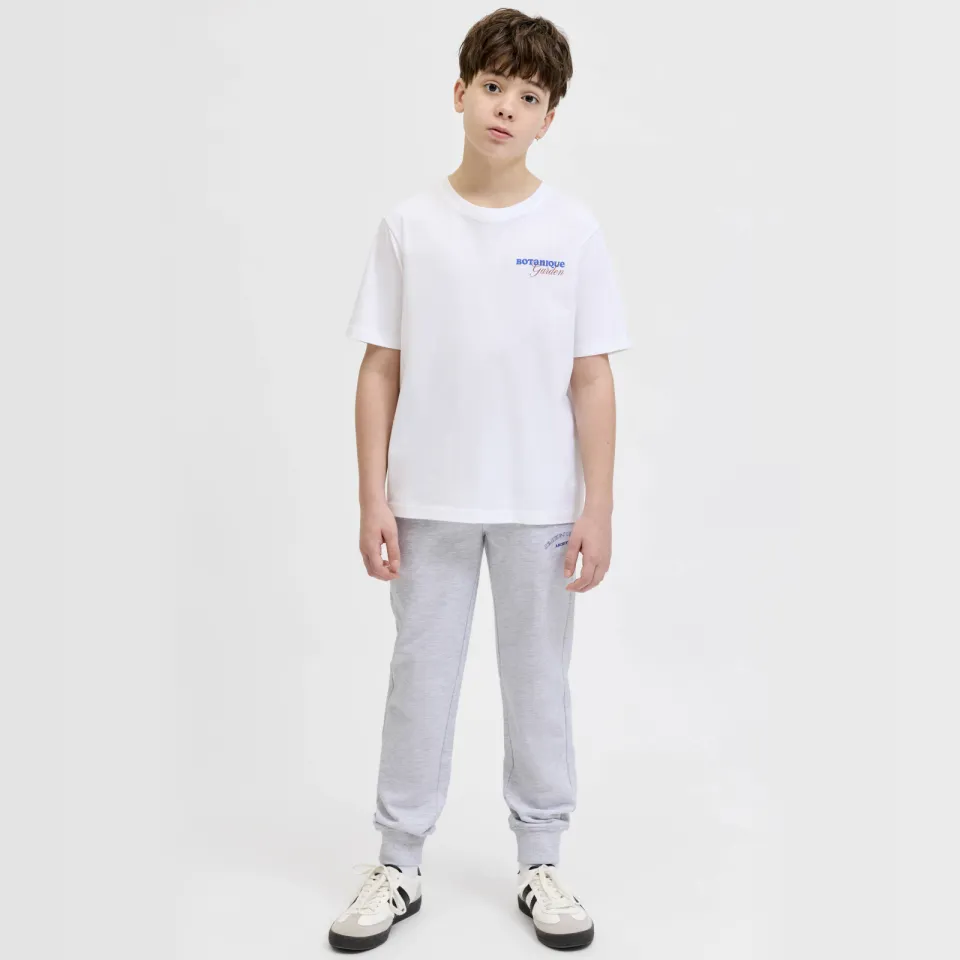 Jack & Jones JUNIOR joggingbroek lichtgrijs melange Wit melange