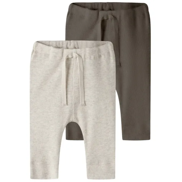 NAME IT BABY katoenen babybroek set van 2 beige Beige/bruin