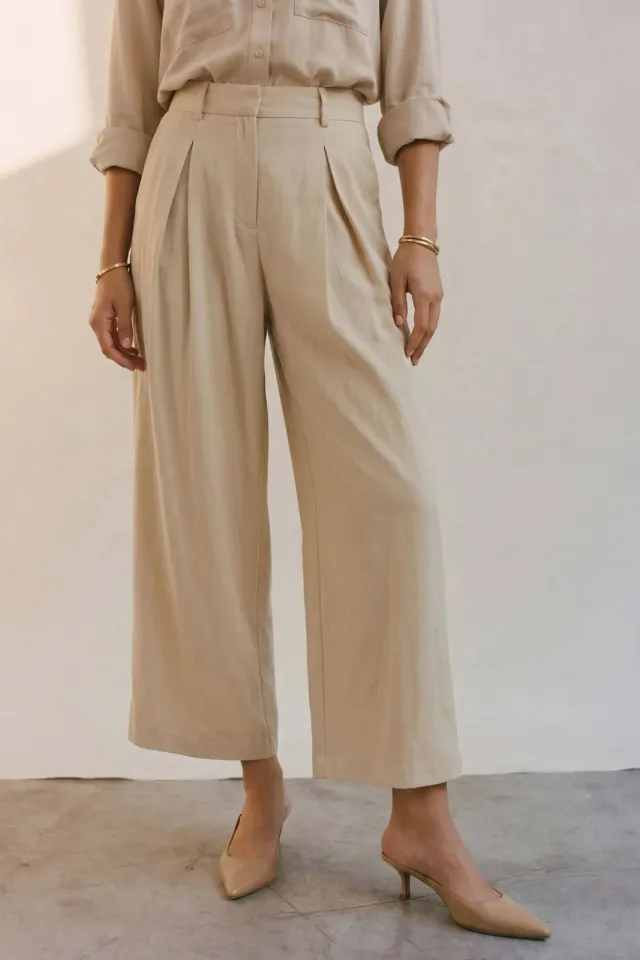 Aware straight high waist pantalon ecru, foto 3