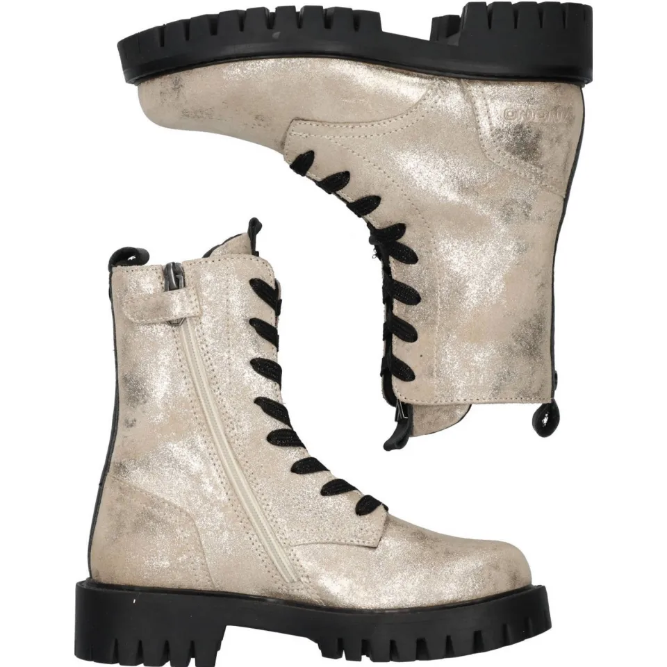 Vingino Muraina Messina suède veterboots met glitters goud, foto 3