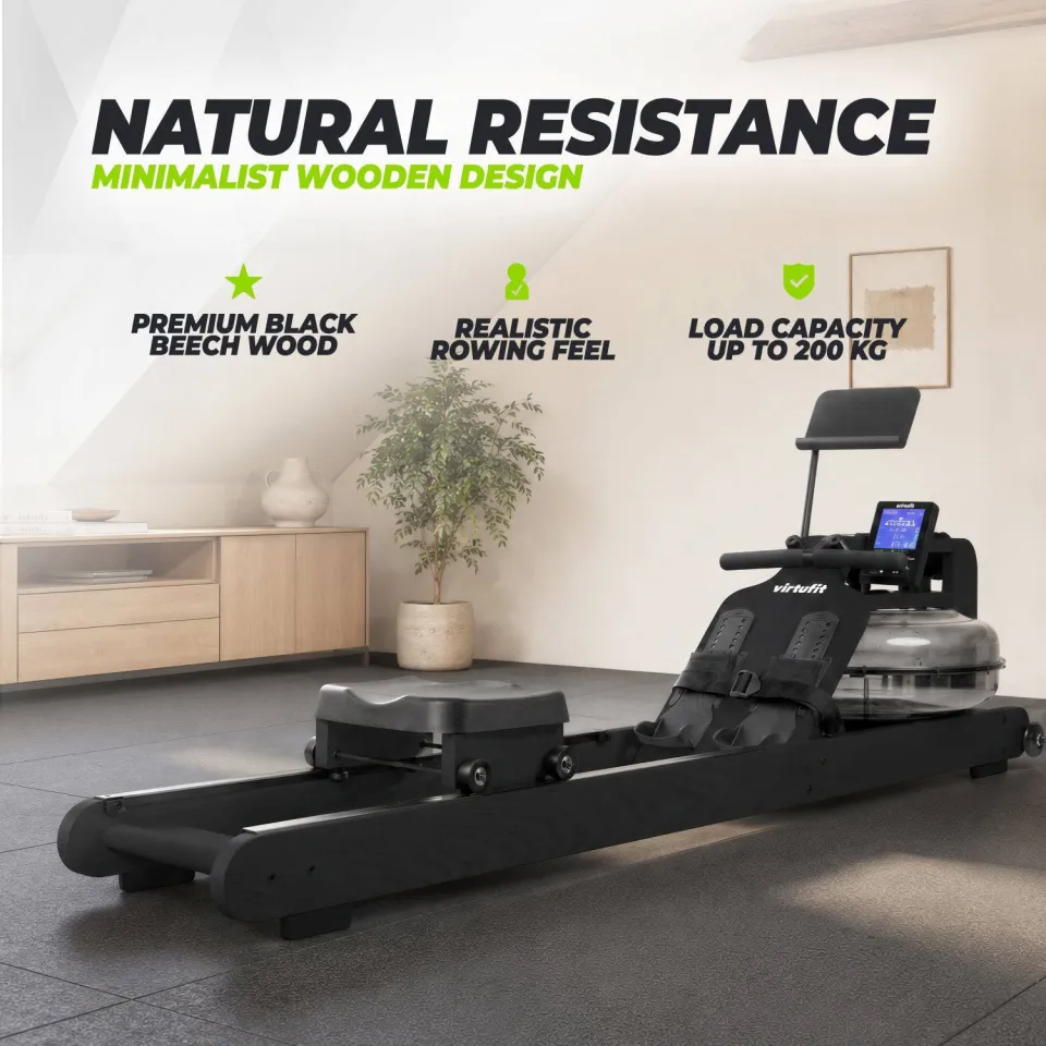 Virtufit Elite Water Resistance houten roeitrainer zwart, foto 7
