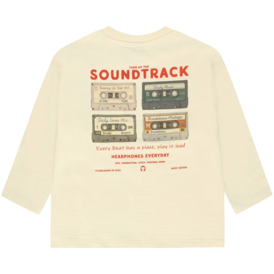 Daily7 rechtvallende longsleeve met backprint beige, foto 3