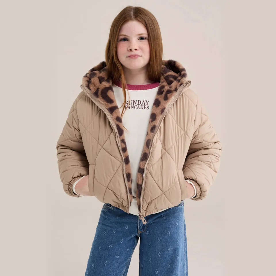 WE Fashion imitatiebont winterjas met panterprint bruin, foto 6