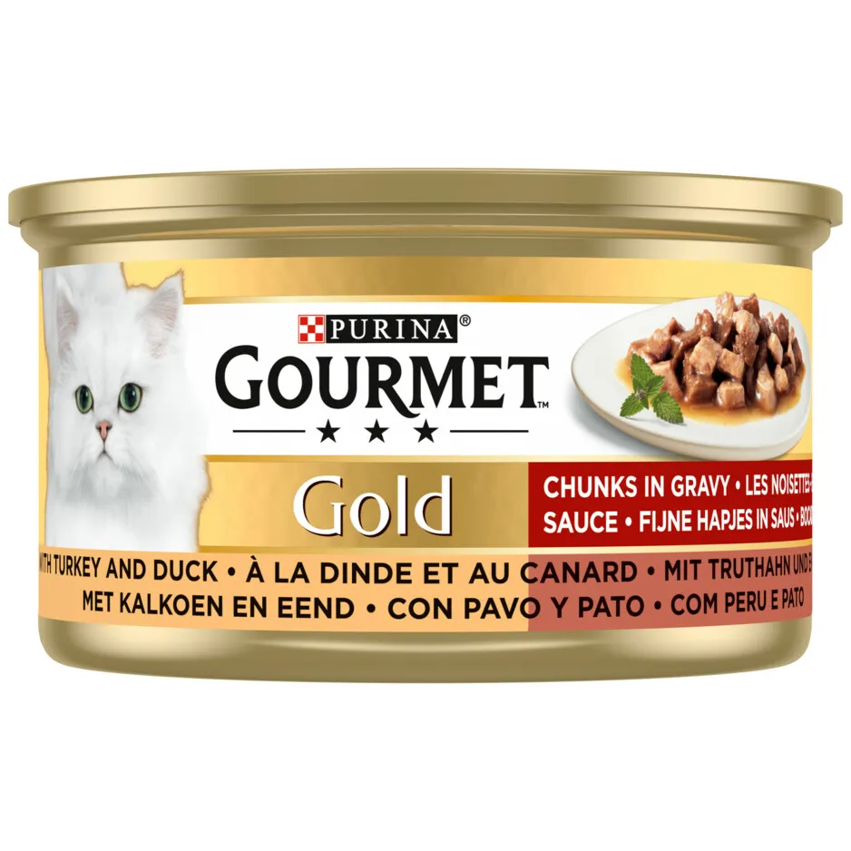 Gourmet Gold Fijne Hapjes kalkoen en eend natvoer kat, foto 3