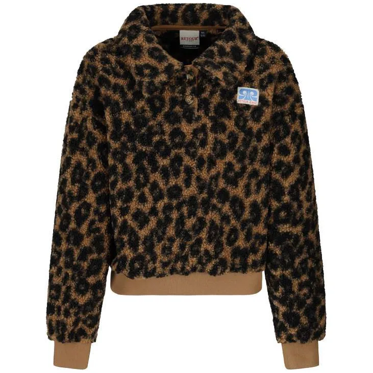 Retour Jeans teddy jas met panterprint bruin/zwart, foto 3
