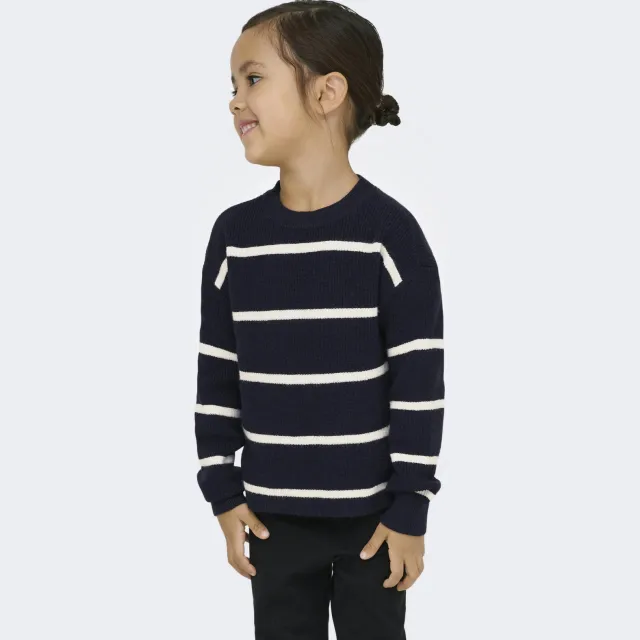Only KIDS ONLY MINI gebreide gestreepte trui - donkerblauw Donkerblauw/wit