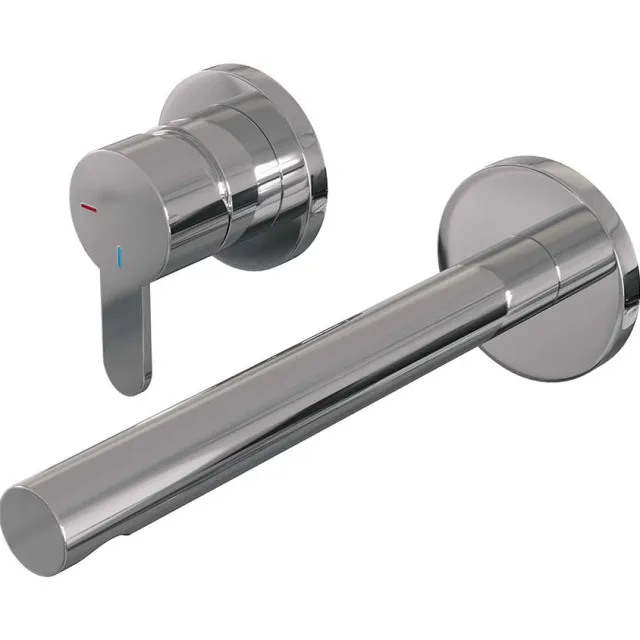 Brauer Inbouw Wastafelmengkraan Brauer Chrome Edition Coldstart Rechte Uitloop Korte Platte Hendel Links Chroom Met Rozetten
