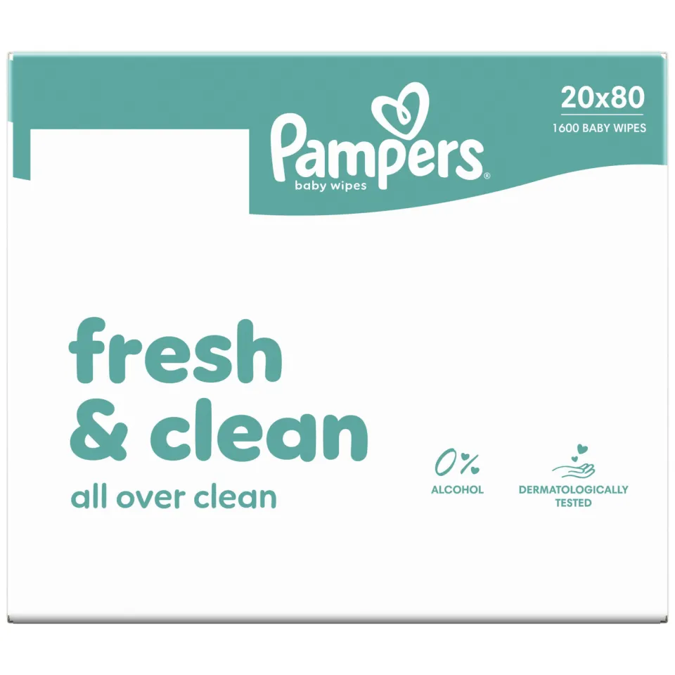 Pampers Fresh Clean babydoekjes - 20 x 80 doekjes, foto 3