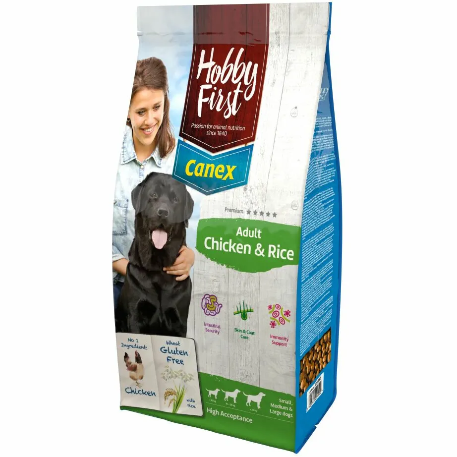 HobbyFirst Canex Adult kip & rijst hondenvoer 12 kg, foto 2