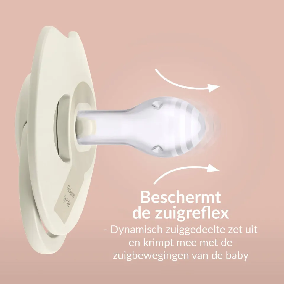 Difrax LOVI Prime dynamische fopspeen 6-18 maanden lichtbeige lichtbeige & creme, foto 3