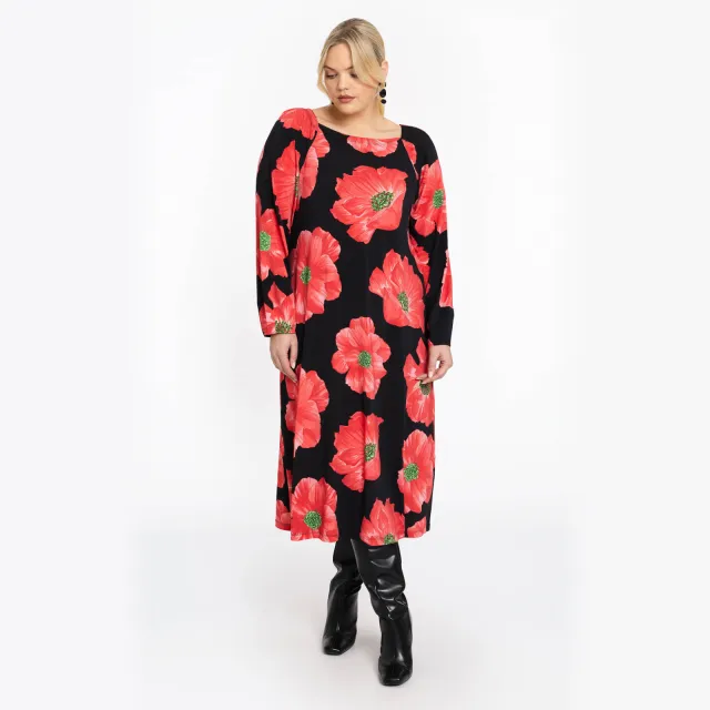Yoek PETALS jurk zwart Rood
