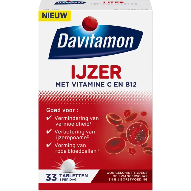 Davitamon IJzer met Vitamine C & B12 tabletten - 33 stuks