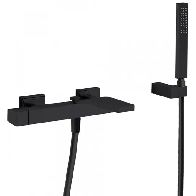 Tres Bad Thermostaatkraan Tres Slim met Handdouche 26.5x16.1 cm Vierkant Mat Zwart
