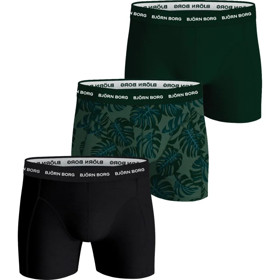 Björn Borg Cotton Stretch boxershorts groen/zwart (3-pack), foto 2