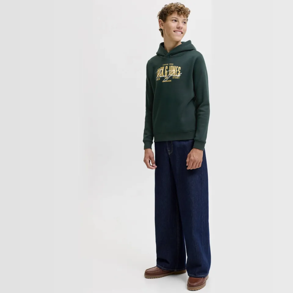 Jack & Jones JUNIOR hoodie met logo - donkergroen, foto 3