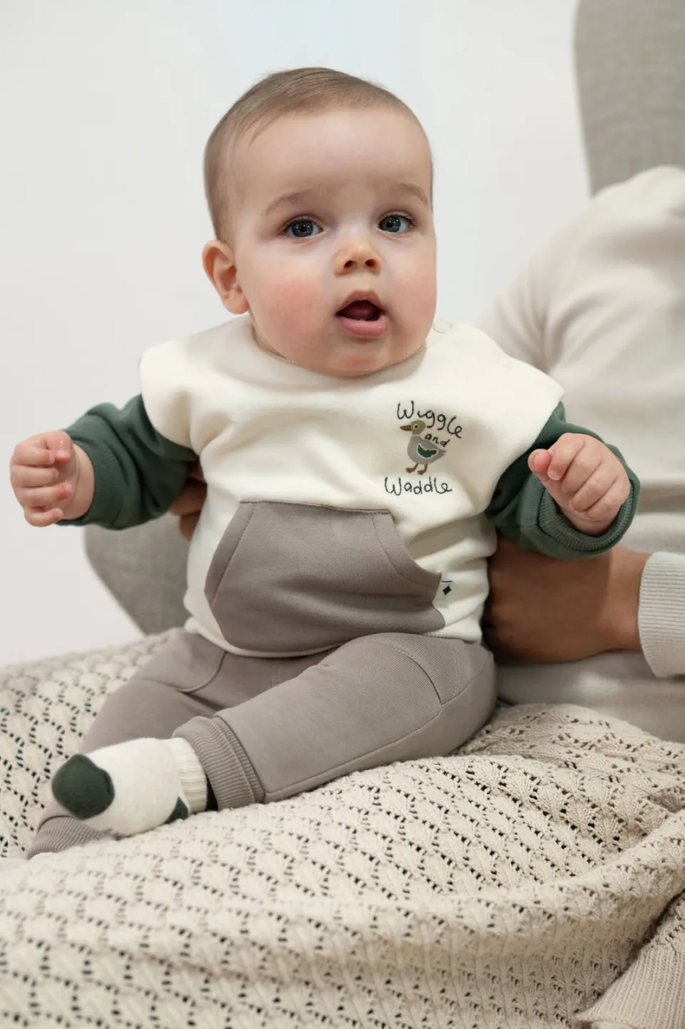 Feetje sweater Wiggle and Waddle - ecru/groen, foto 8