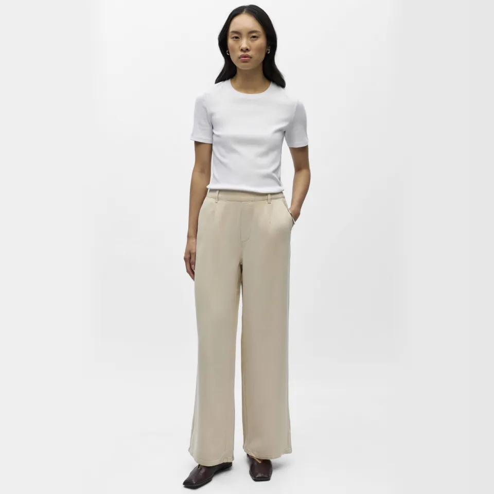 Object denim Wide leg regular waist casual broek Beige