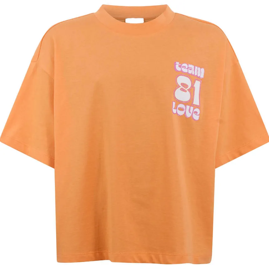 Shoeby T-shirt oranje met backprint en glitter, foto 2
