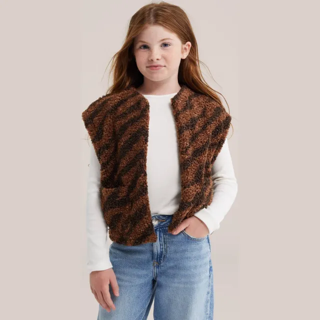 WE Fashion teddy gilet met zebraprint - bruin