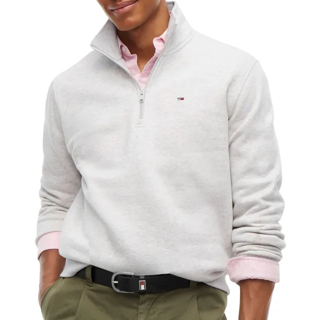 Tommy Hilfiger Regular Fleece 1/4 Zip Sweater Heren Grijs