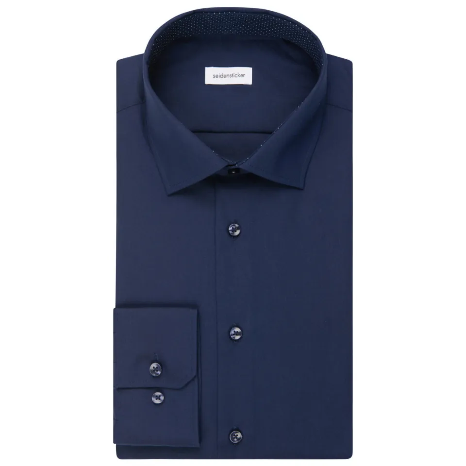 Seidensticker slim fit strijkvrij overhemd donkerblauw, foto 5