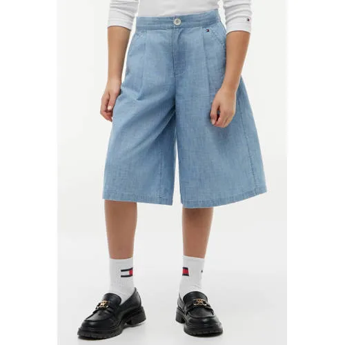 Tommy Hilfiger denim wide leg bermuda short lichtblauw, foto 5