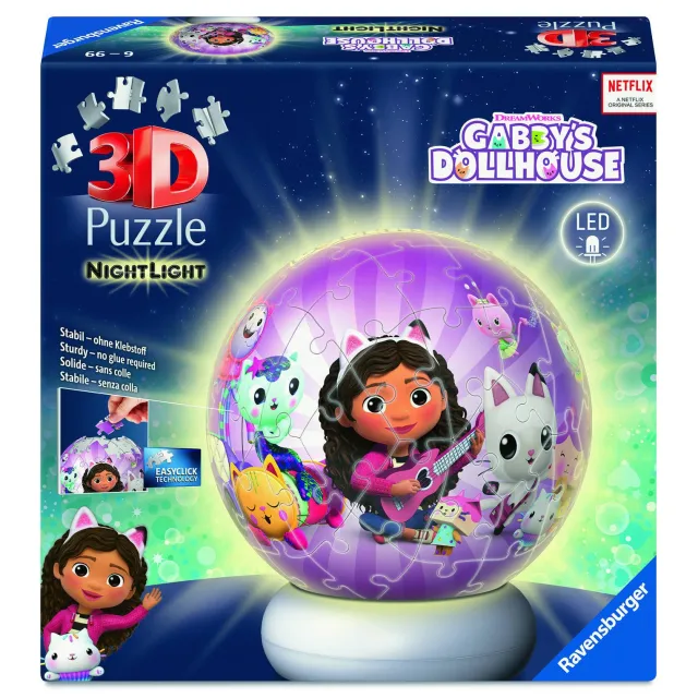 Ravensburger 3D Puzzle NightLight Gabby's Dollhouse - 72 stukjes
