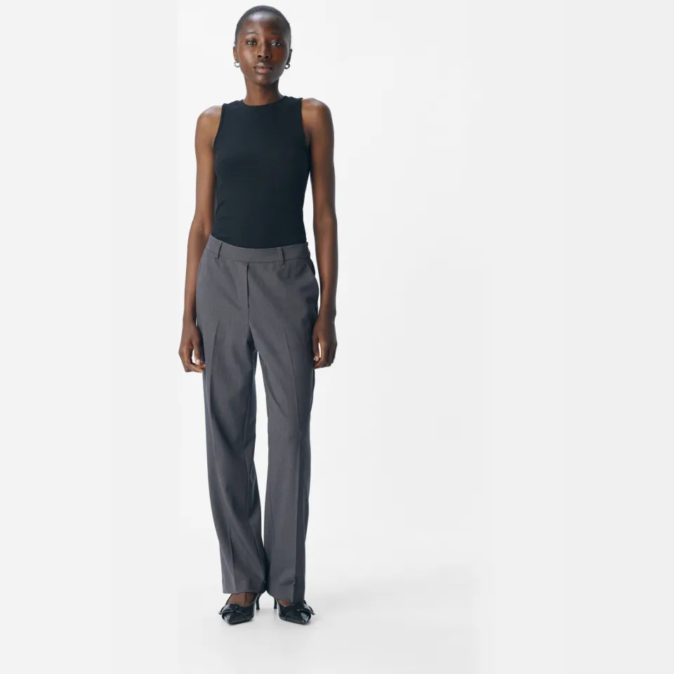 Object straight regular waist broek grijs