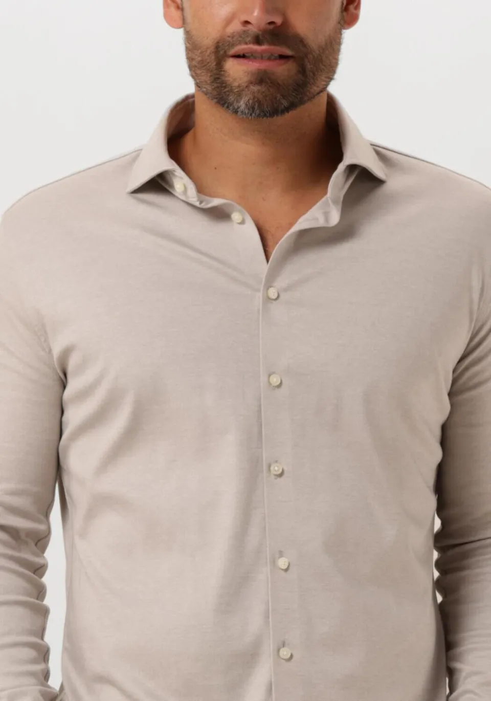 Desoto Essential Modern Fit jersey overhemd lichtbruin