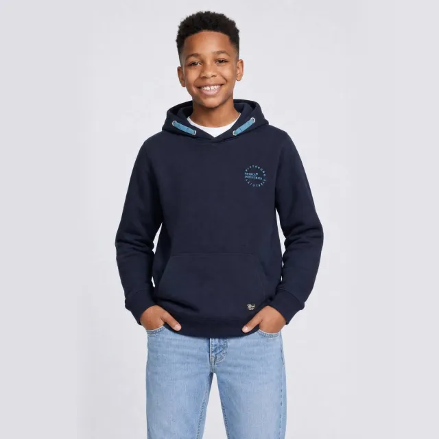 Petrol Industries rechtvallende hoodie met logo - donkerblauw