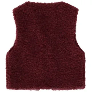Like Flo gilet - donkerrood Meisjes Imitatiebont V-hals Effen, foto 2