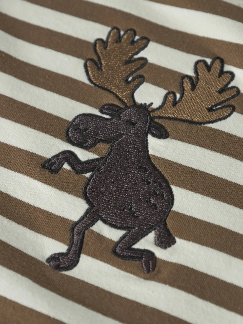 NAME IT MINI gestreepte sweater met borduursels - bruin/wit, foto 3