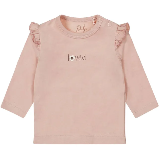Dirkje longsleeve met printopdruk en ruches roze, foto 2