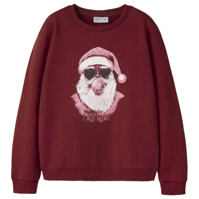 NAME IT KIDS rechtvallende sweater met print - rood