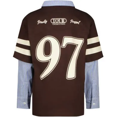 Vingino oversized longsleeve donkerbruin/blauw/wit, foto 3