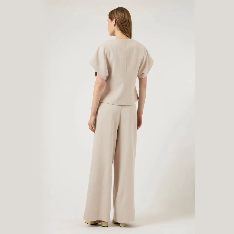 Y.A.S. YAS wide leg regular waist casual broek beige, foto 3