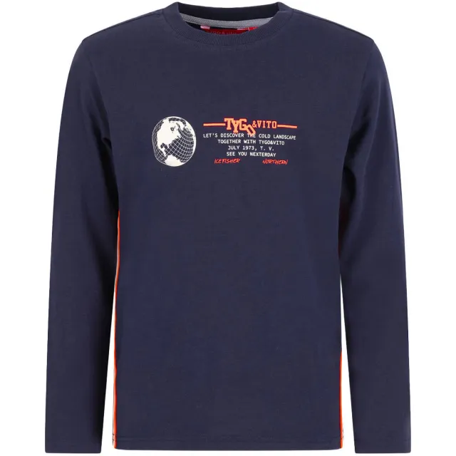 TYGO & vito jersey rechtvallende longsleeve met print donkerblauw