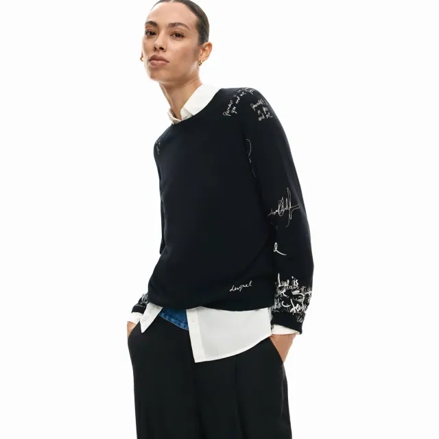 Desigual top zwart Zwart/wit