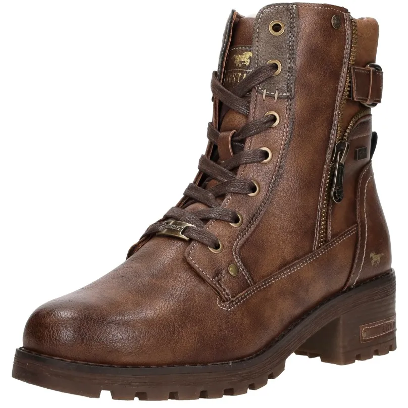 Mustang veterschoenen hoog cognac, foto 3